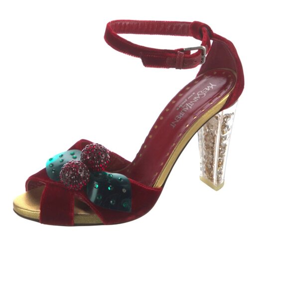 Tom Ford for Yves Saint Laurent Red Velvet Cherry Sandals, Fall 2003 - Picture 5 of 8